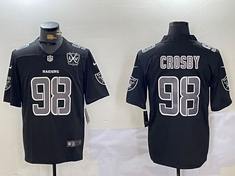Men Oakland Raiders 98 Crosby Black Fashion Nike 2024 Limited NFL Jersey style 2